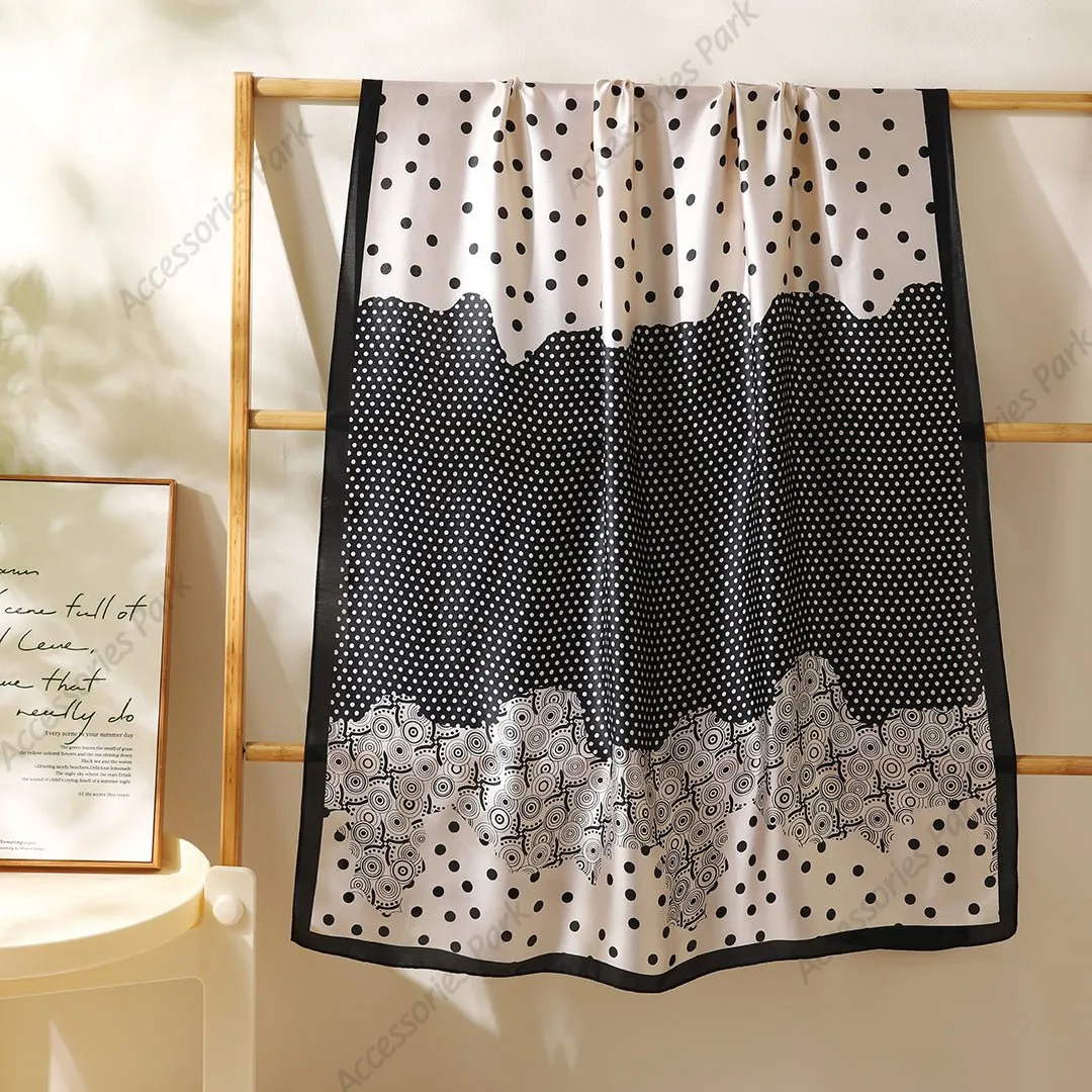 Korean Version Polka Dot Design Satin Silk Scarf