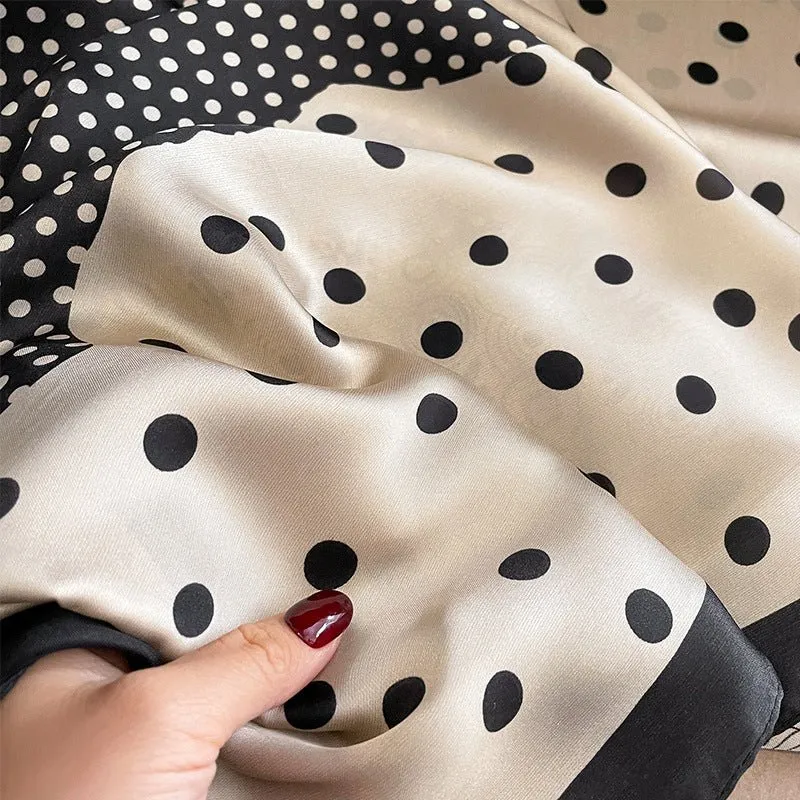 Korean Version Polka Dot Design Satin Silk Scarf
