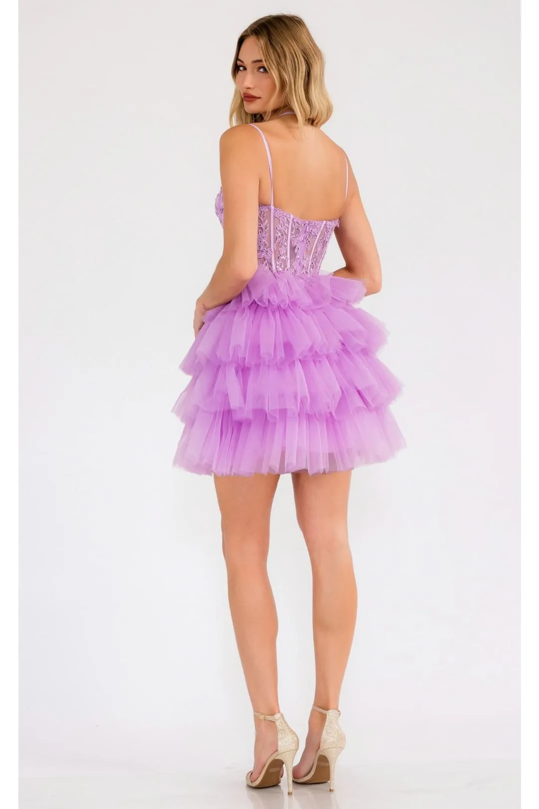 Lilac Bridesmaid Dresses-Inexpensive Applique Short Juliet JT923S
