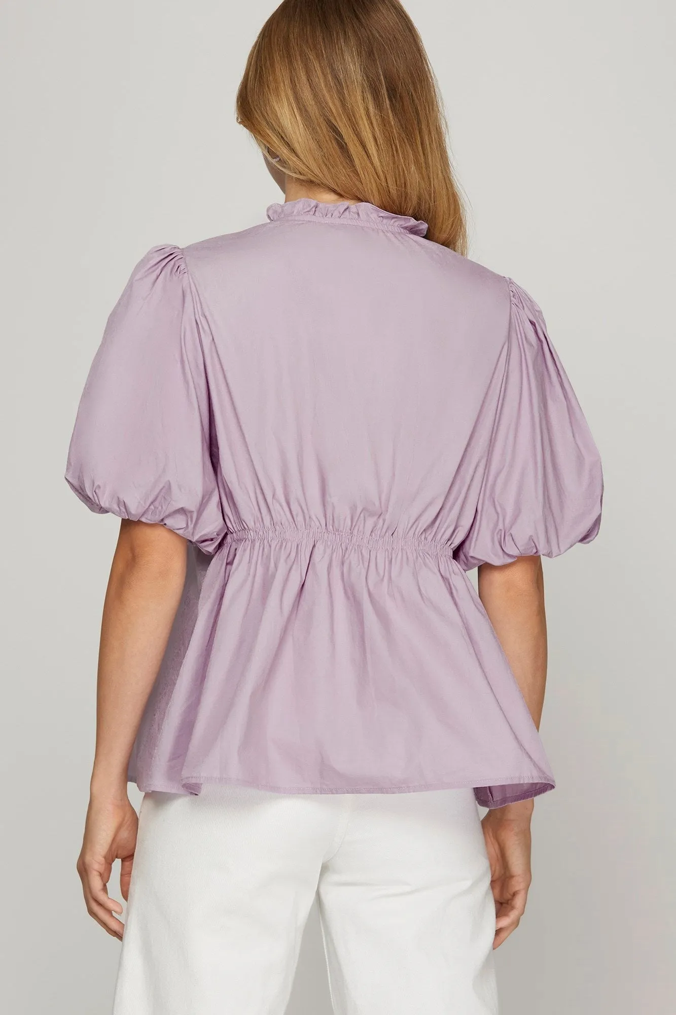 Lilac Dreams Smocked Puff Sleeve Blouse