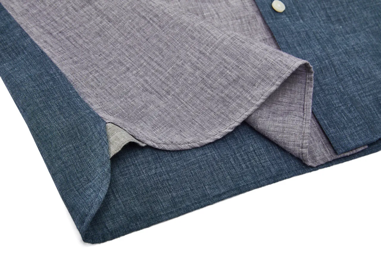 Linen Blend Colour Blocking Casual Shirt in Smart Fit