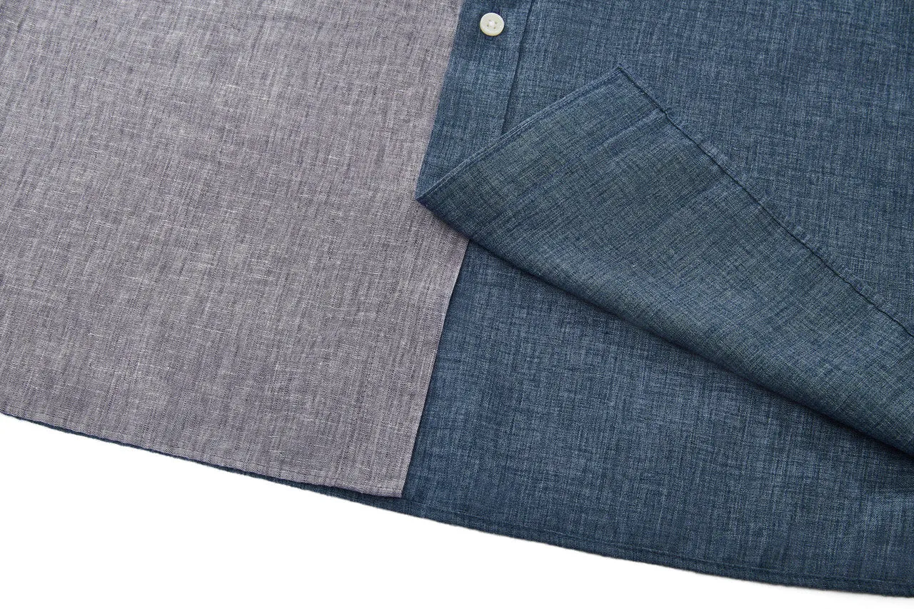 Linen Blend Colour Blocking Casual Shirt in Smart Fit