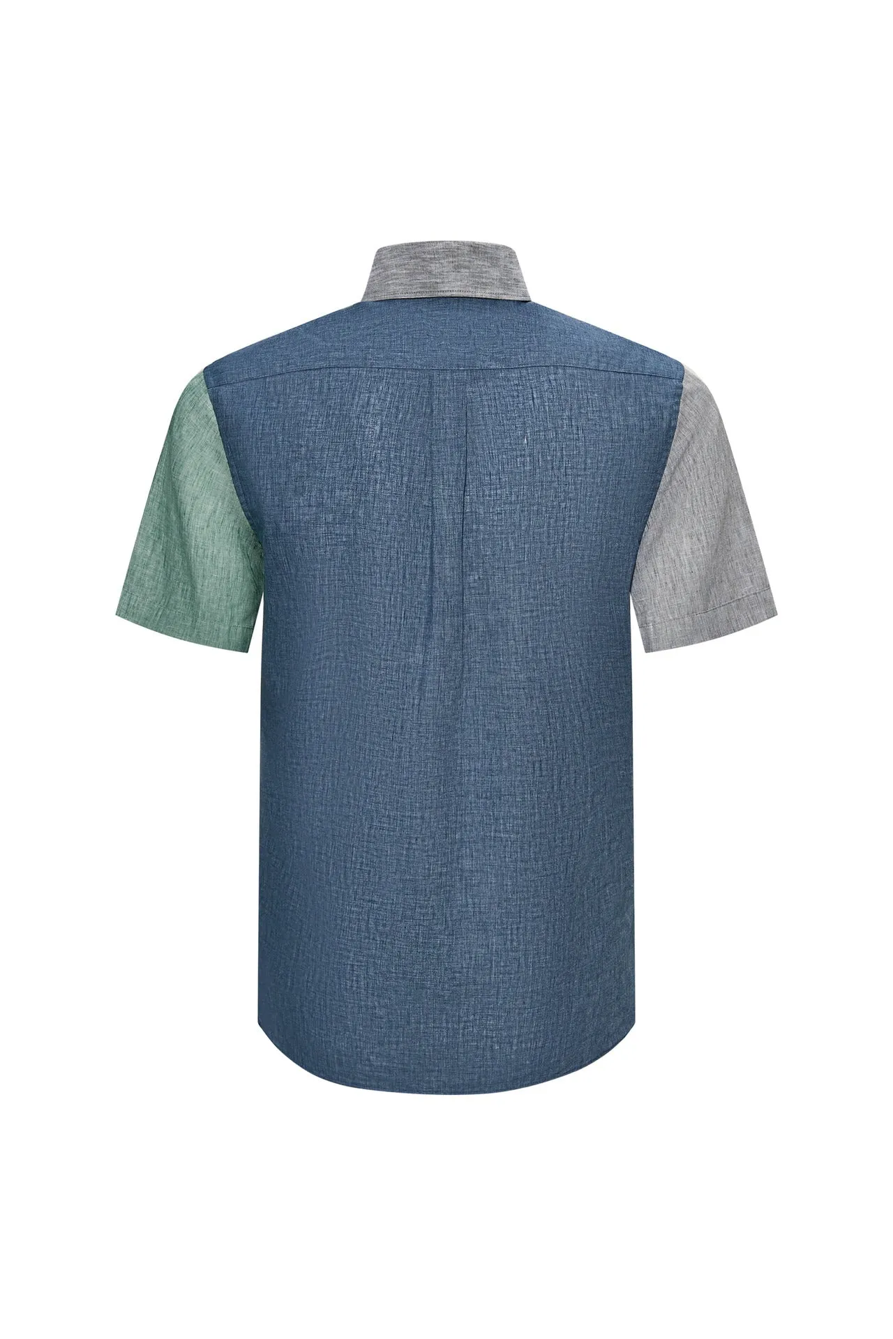 Linen Blend Colour Blocking Casual Shirt in Smart Fit
