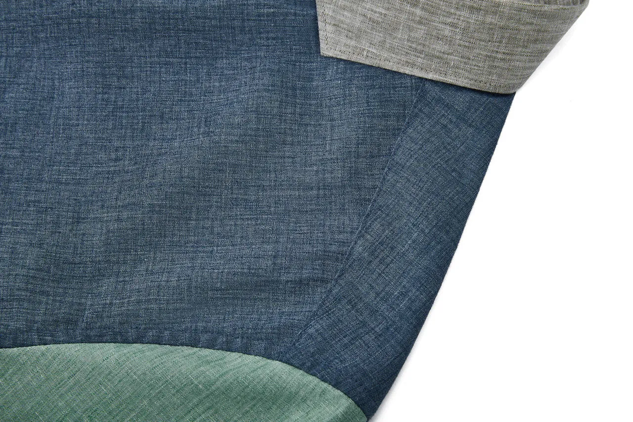 Linen Blend Colour Blocking Casual Shirt in Smart Fit