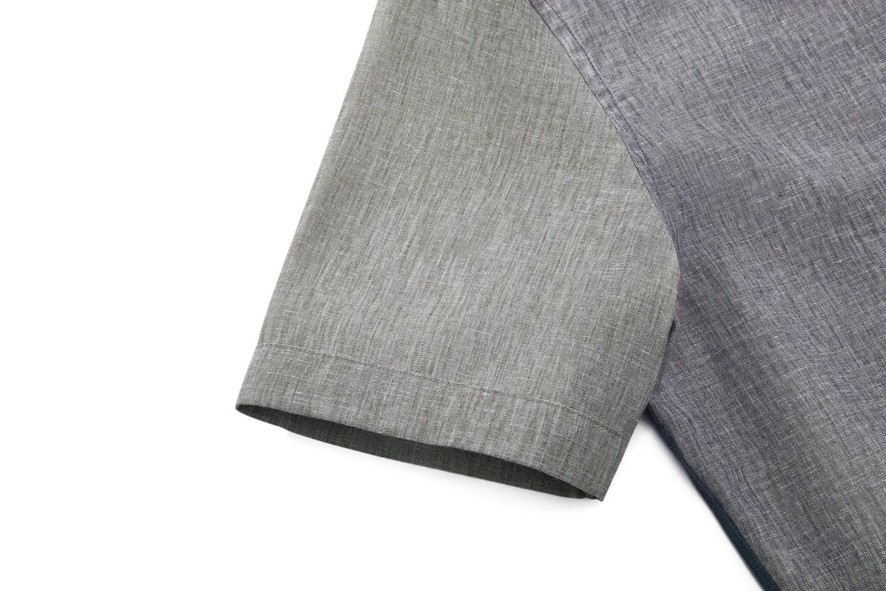 Linen Blend Colour Blocking Casual Shirt in Smart Fit
