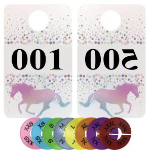 Live Sales Reverse Numbered Tags - Plastic Coat Hanger Number Tags | Mirrored & Normal Numbers for Facebook Live Sales | Lularoe Number Tags | Bundled with Round Size Tags (001-500 (  32 Size Tags))