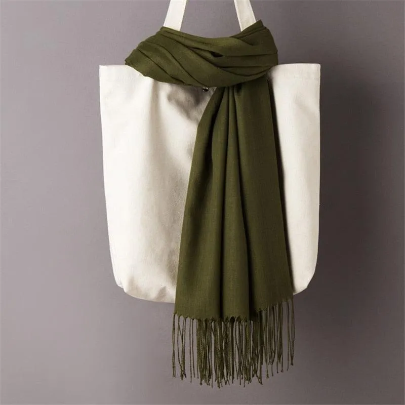 Long Warm Cashmere Hijab Scarf for Muslims