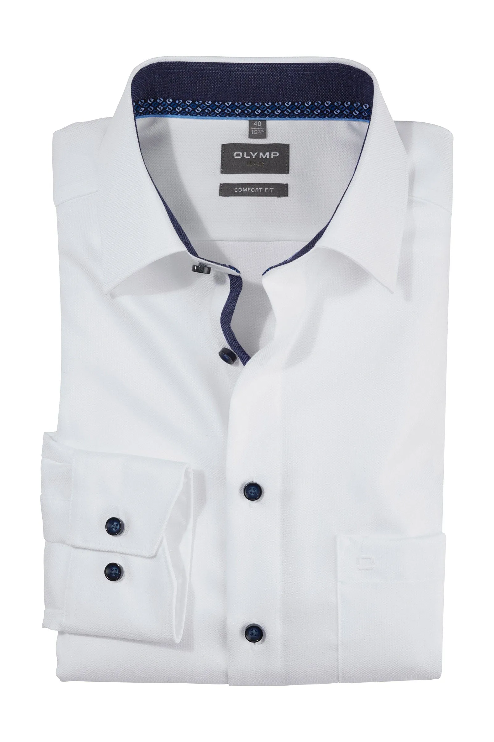 Luxor Comfort Fit Plain Long Sleeve Shirt - White
