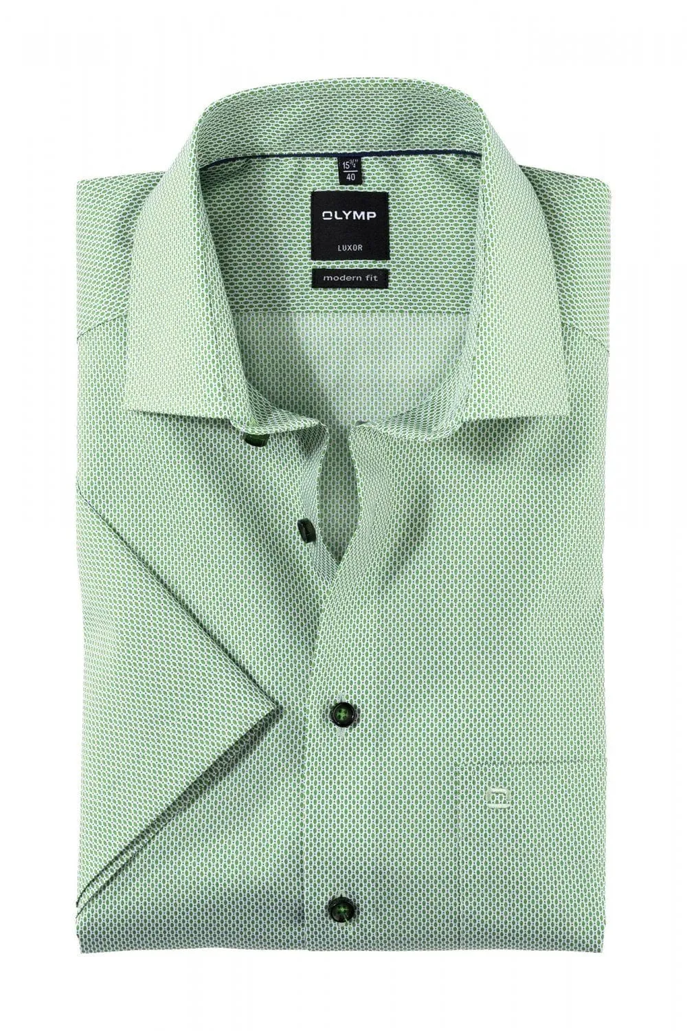 Luxor Modern Fit Oval Print Short Sleeve Shirt - Green/Blue