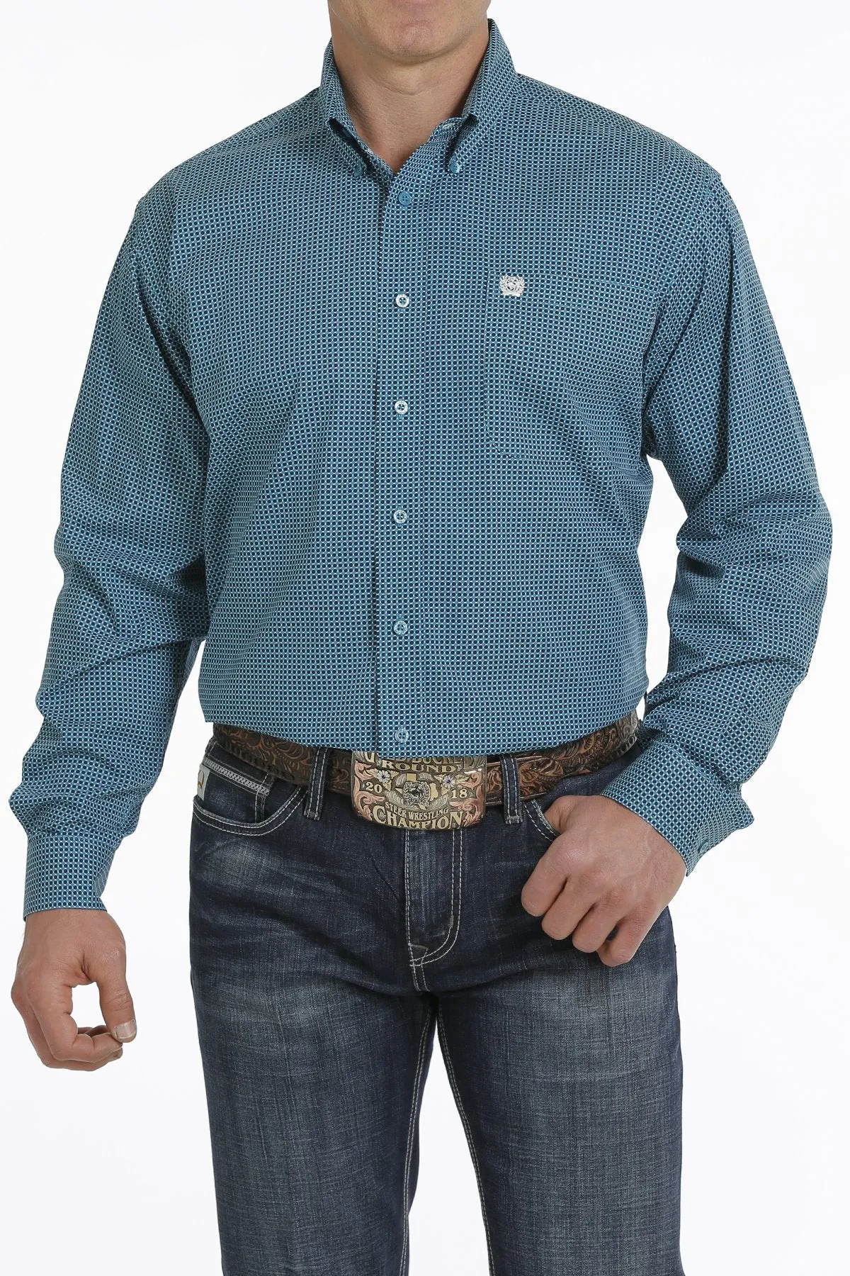 Men's Cinch Geometric Print Button Down Western Shirt - MTW1105308