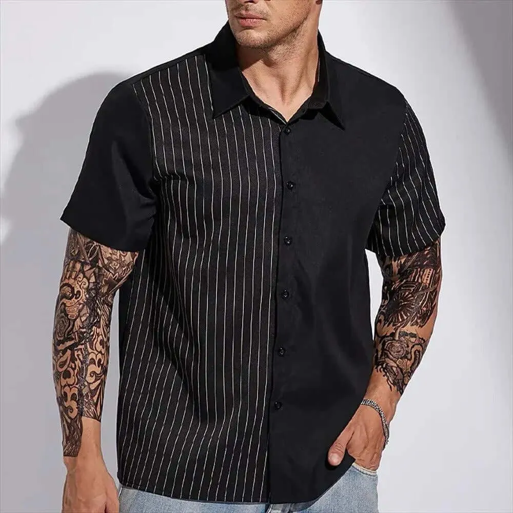 Men's Striped Short-Sleeve Shirt: Breathable & Classic Fit