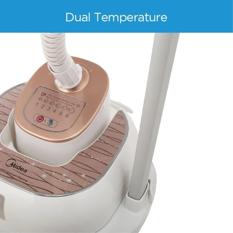 Midea 1800W 2L Digital Garment Steamer With Detachable Board, Free Angle Adjustable Poles Rotary Wheels   Multiple Attachments For Wrinkle Free & Sanitized Garment - MY-GZ20D2W