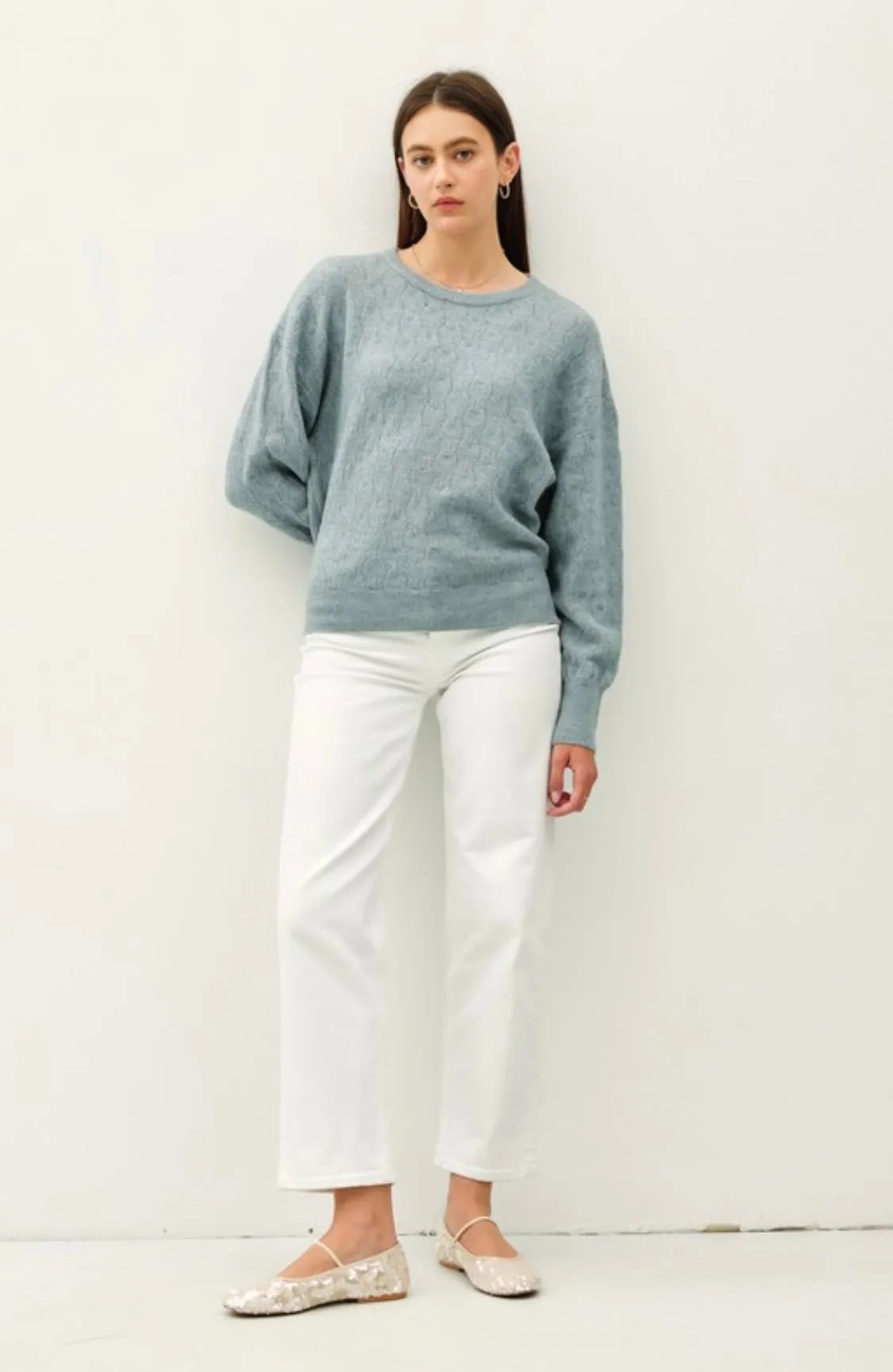 Mint Cable Knit Sweater