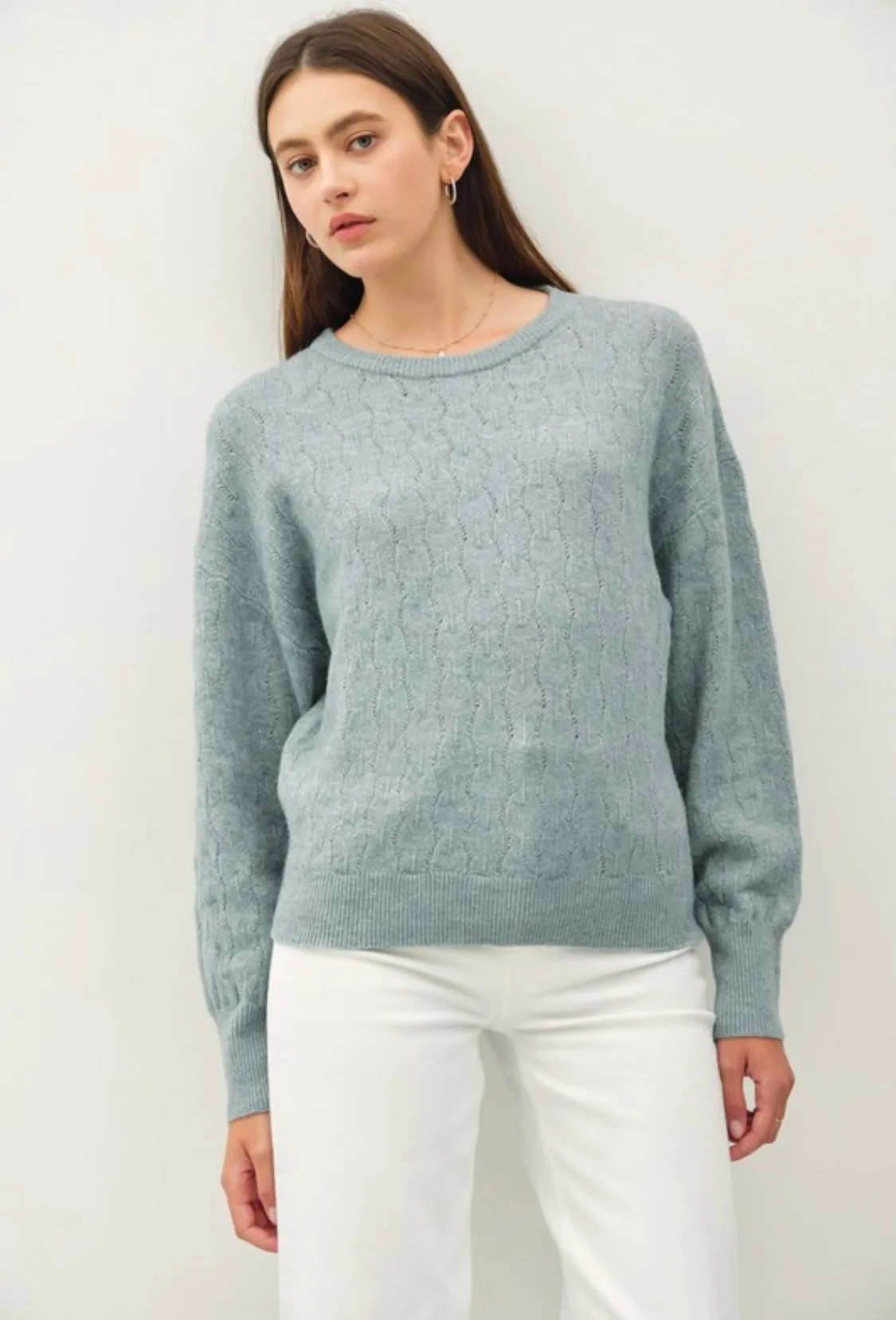 Mint Cable Knit Sweater