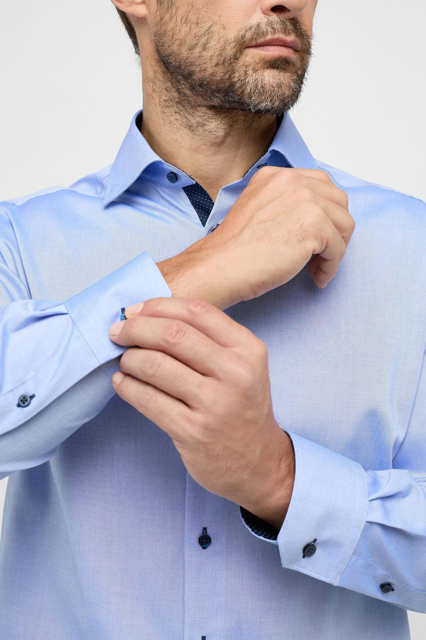 Modern Fit Fine Oxford Long Sleeve Shirt - Blue