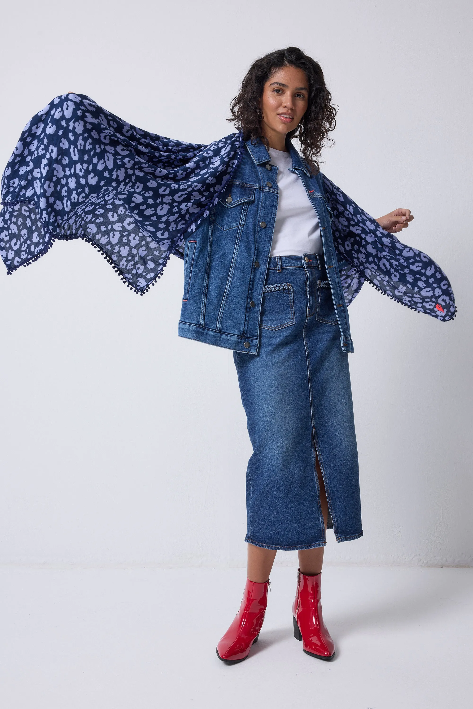 Navy with Blue Leopard Charity Super Scarf