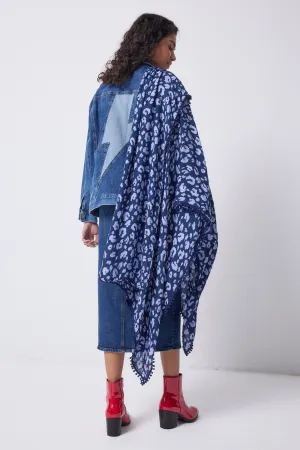 Navy with Blue Leopard Charity Super Scarf