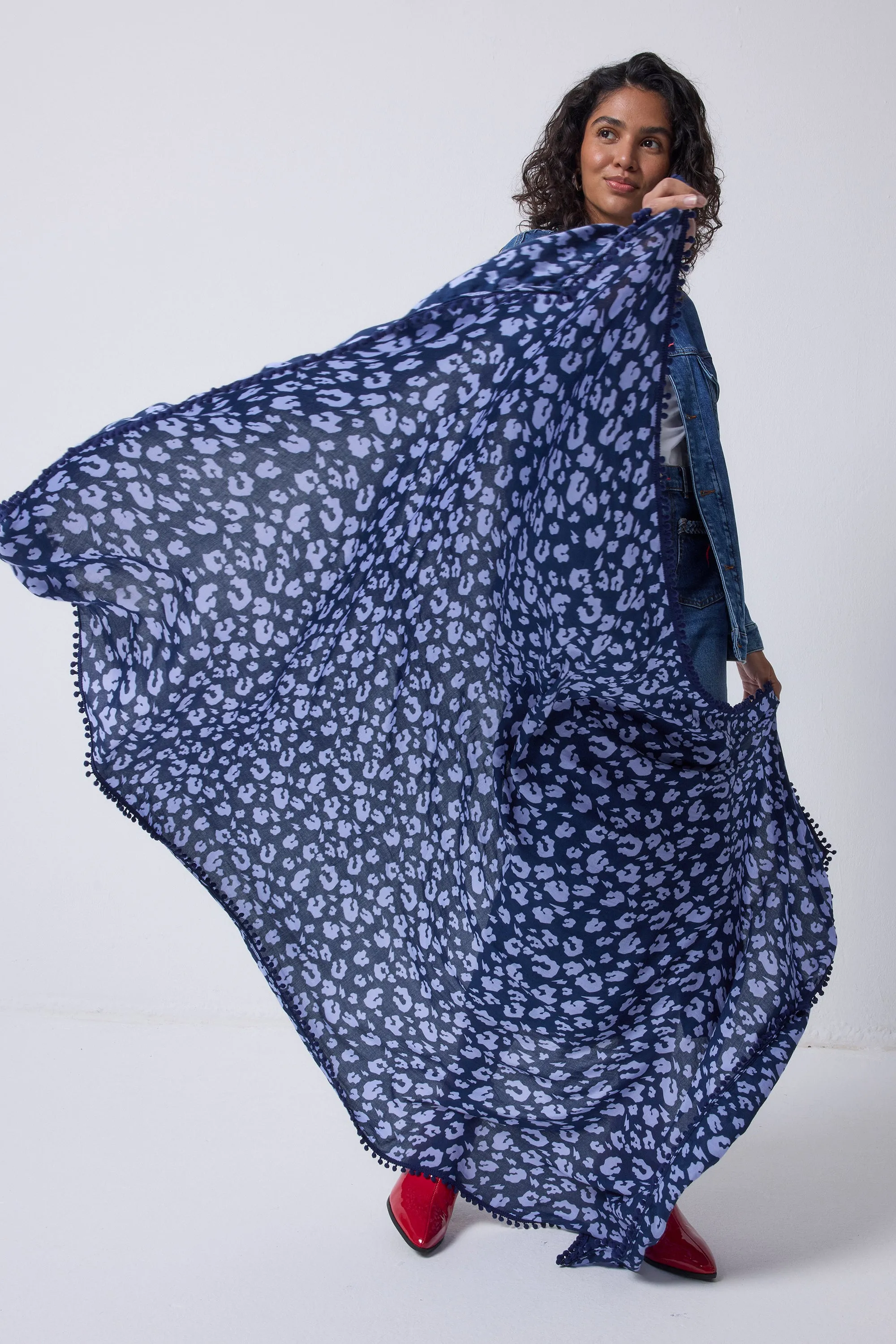 Navy with Blue Leopard Charity Super Scarf