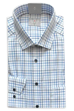 Non-Iron Comfort Fit Check Shirt - White/Blue