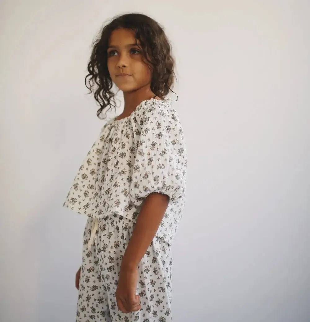 Pants Elif White Flowers