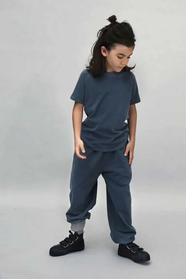 Pants Track 10Y Logo Blue Grey