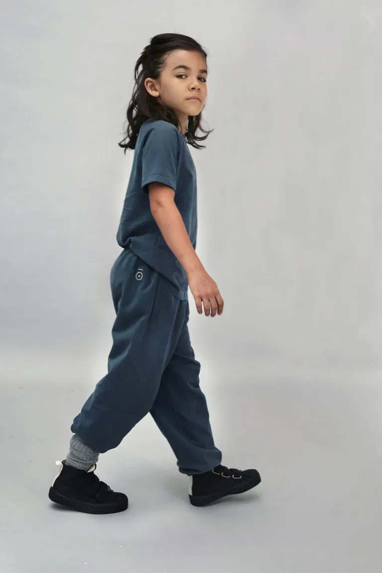 Pants Track 10Y Logo Blue Grey