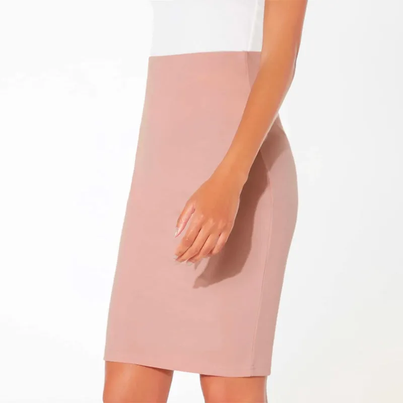 Plane Solid Color Pencil Skirt