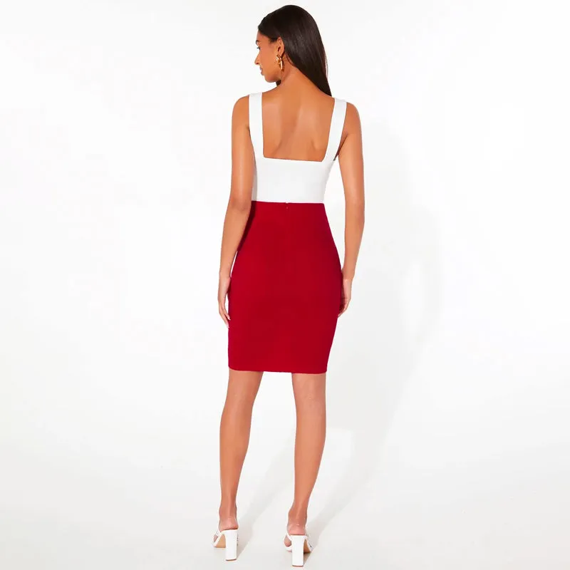 Plane Solid Color Pencil Skirt