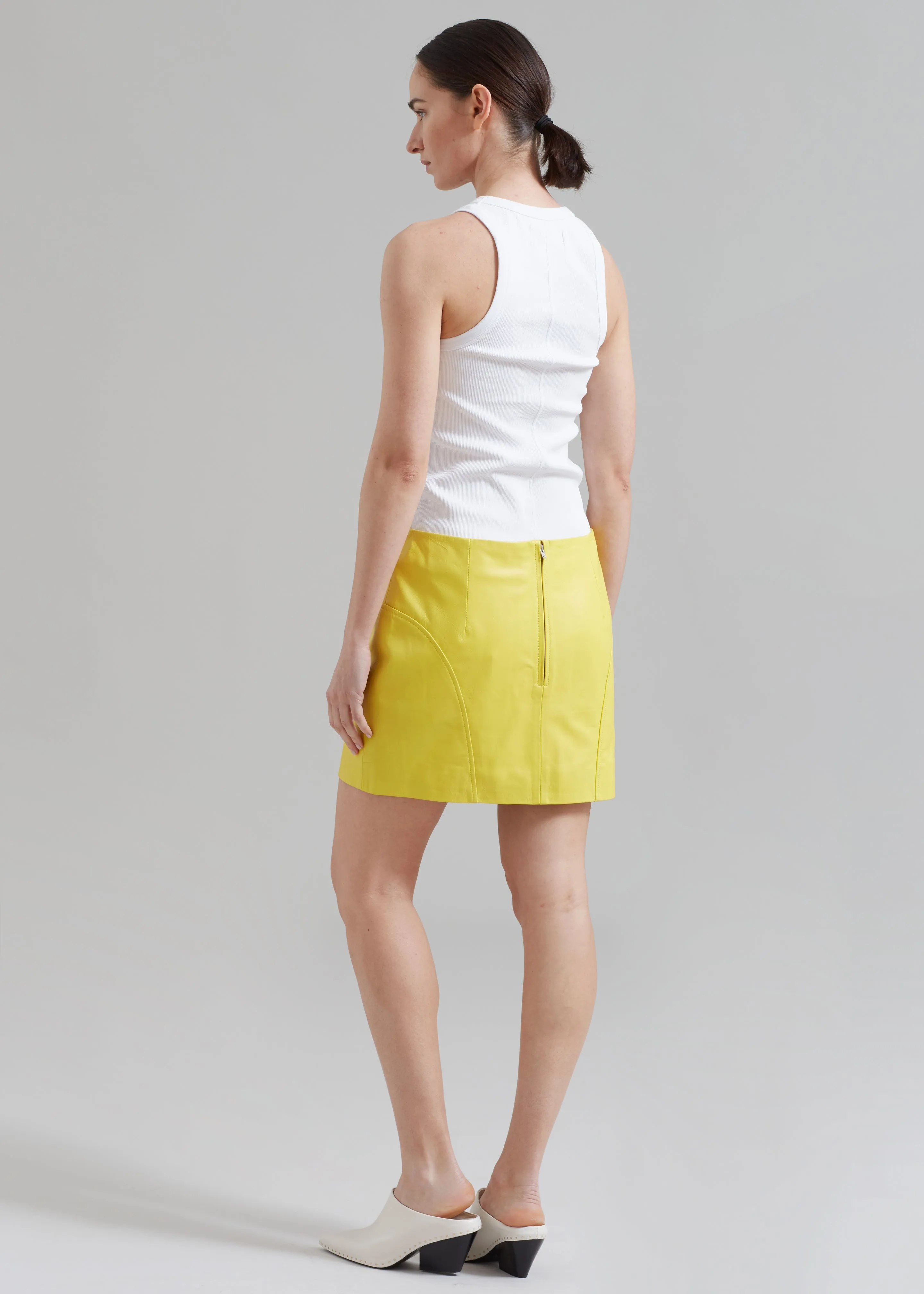 REMAIN Leather Mini Skirt - Lemon Zest