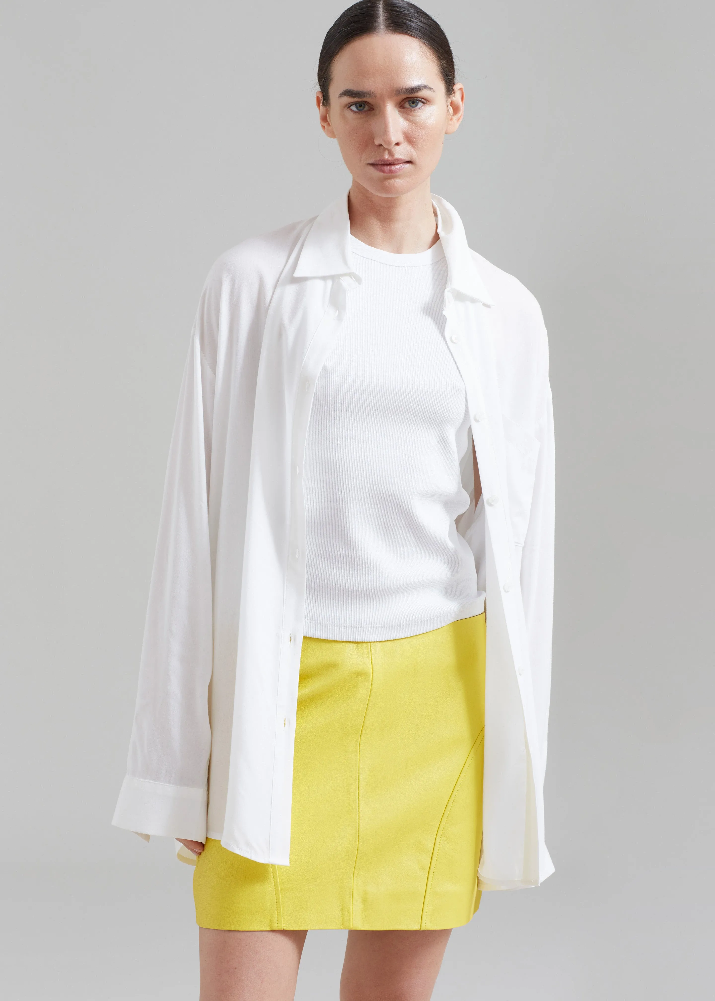 REMAIN Leather Mini Skirt - Lemon Zest