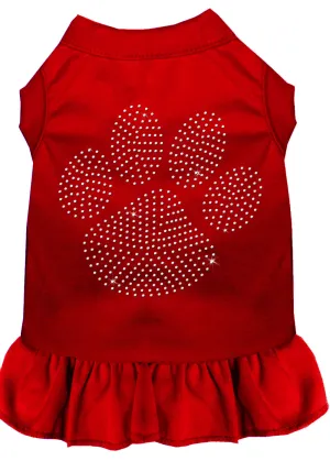 Rhinestone Clear Paw Dress Red Xs