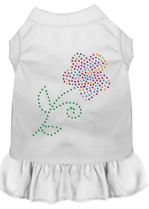 Rhinestone Multi Flower Dress White Lg