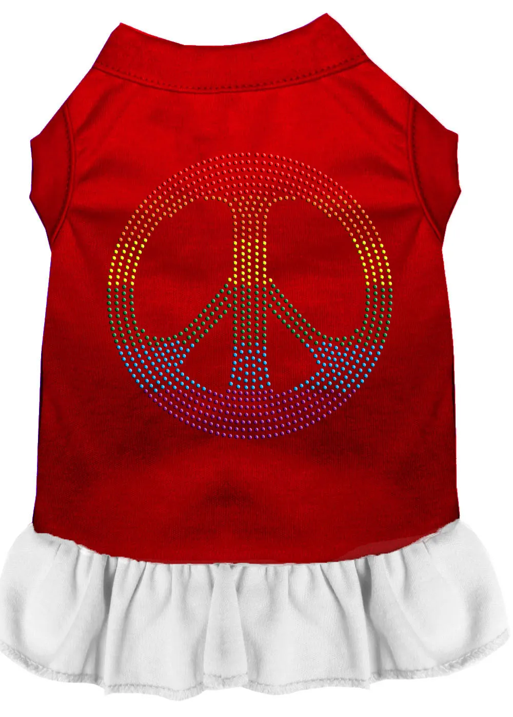 Rhinestone Rainbow Peace Dress Red With White Sm