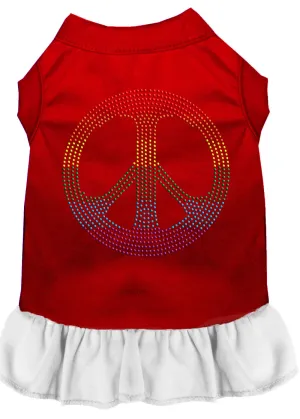 Rhinestone Rainbow Peace Dress Red With White Sm
