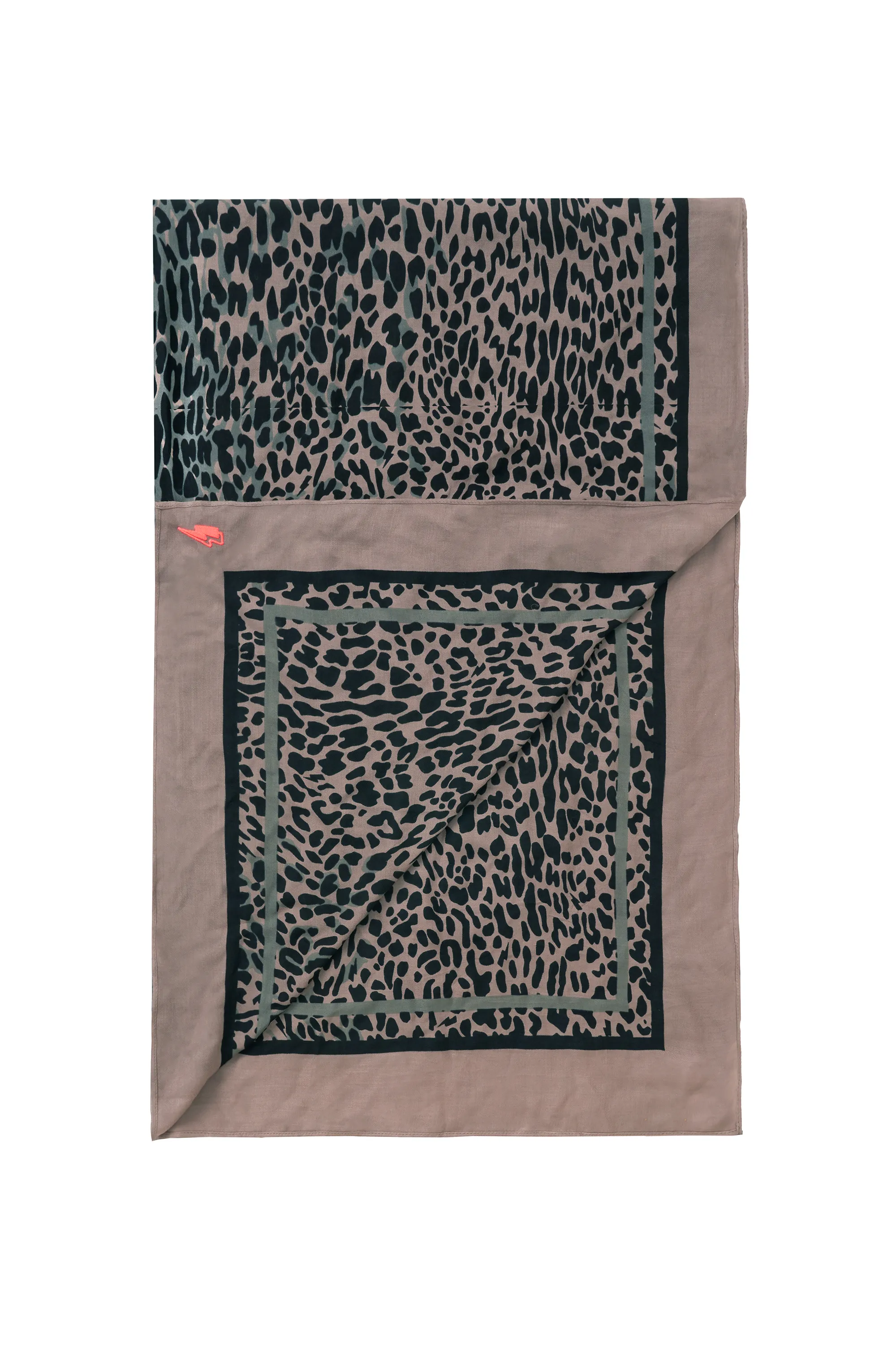 Scamp & Dude x Sabrina Elba Taupe with Grey and Black Wild Leopard Charity Super Scarf