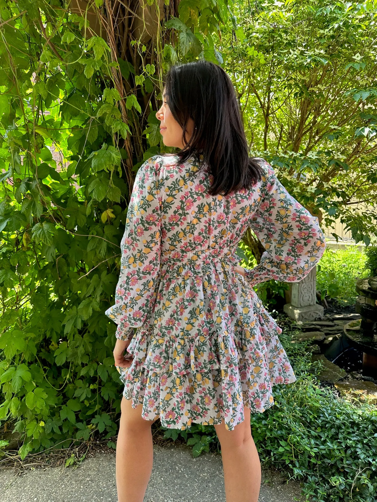 Smocked Waist V-Neck Mini - Lupina