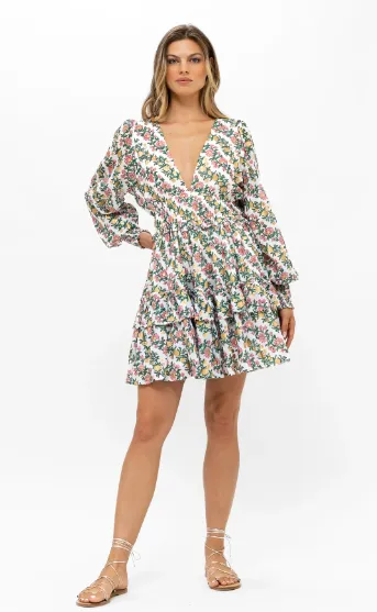 Smocked Waist V-Neck Mini - Lupina