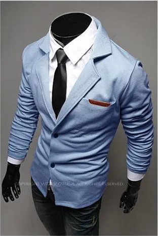 Stylish Two-Button Suit Men Blazer Coat Jackets Casual