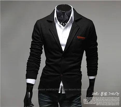 Stylish Two-Button Suit Men Blazer Coat Jackets Casual