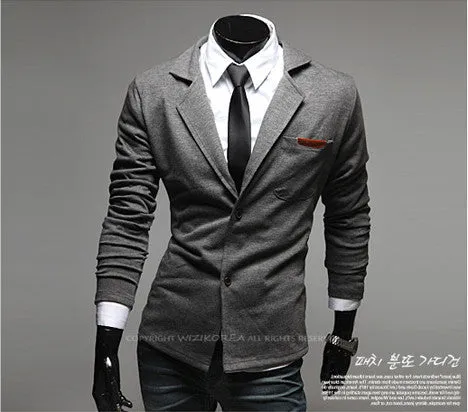 Stylish Two-Button Suit Men Blazer Coat Jackets Casual