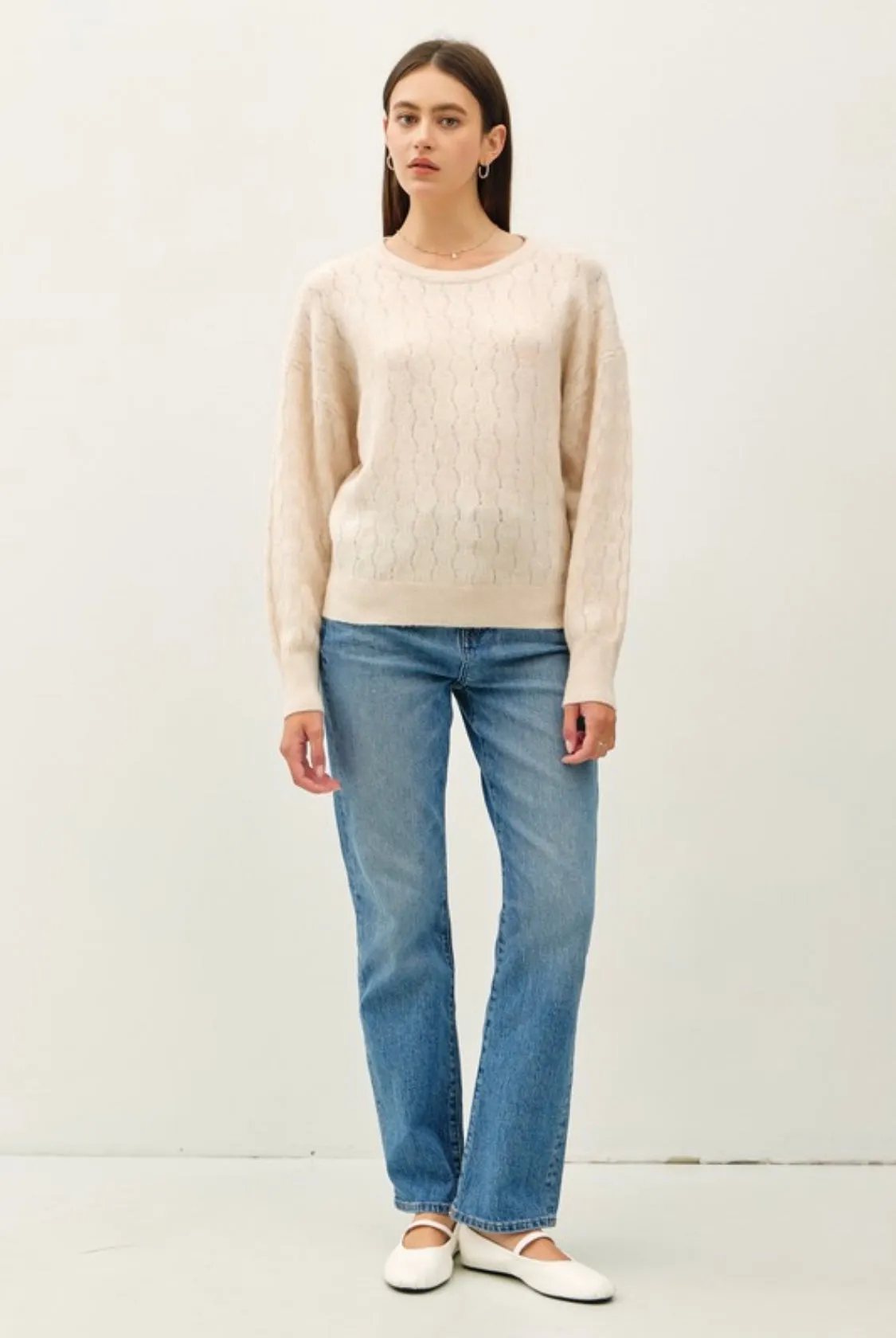 Taupe Cable Knit Sweater