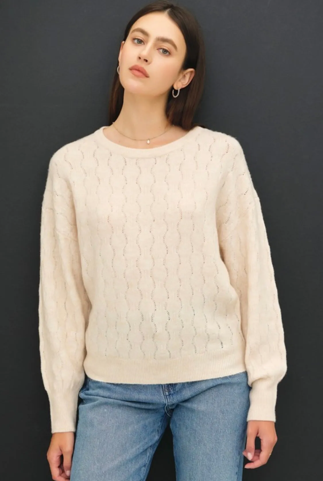Taupe Cable Knit Sweater