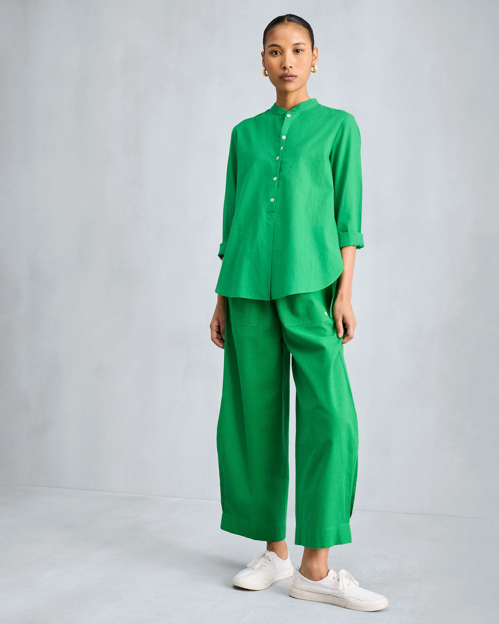 The Mandarin Collar Set - Green