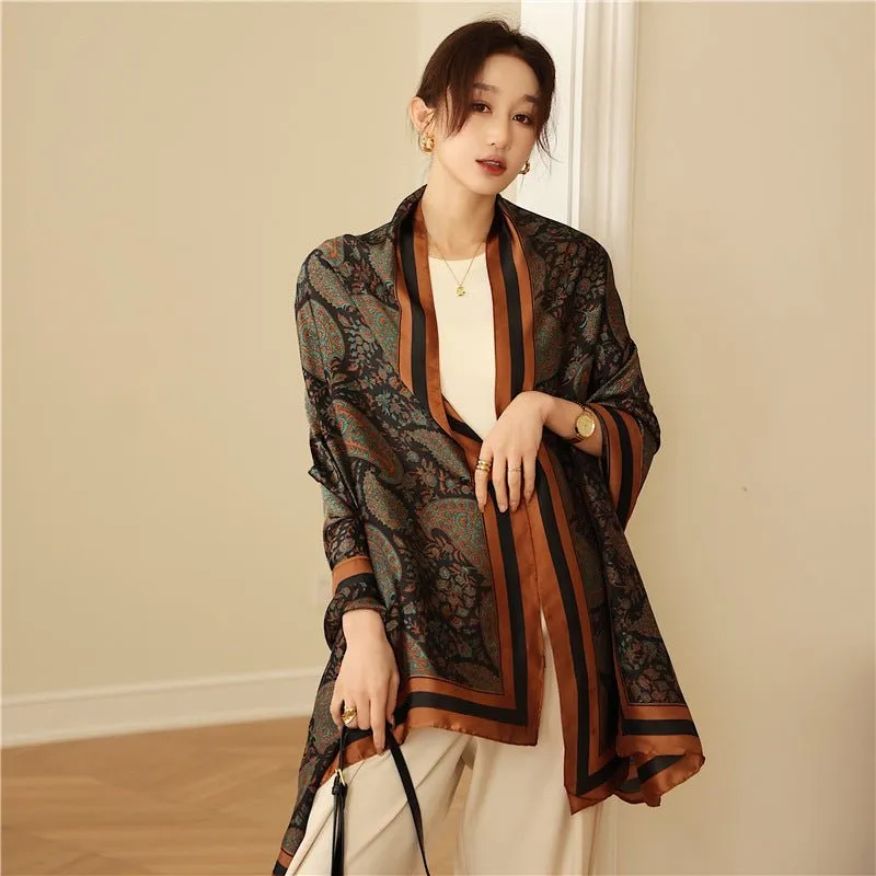 Traditional Retro Design Women's Elegant Satin Silk Scarf