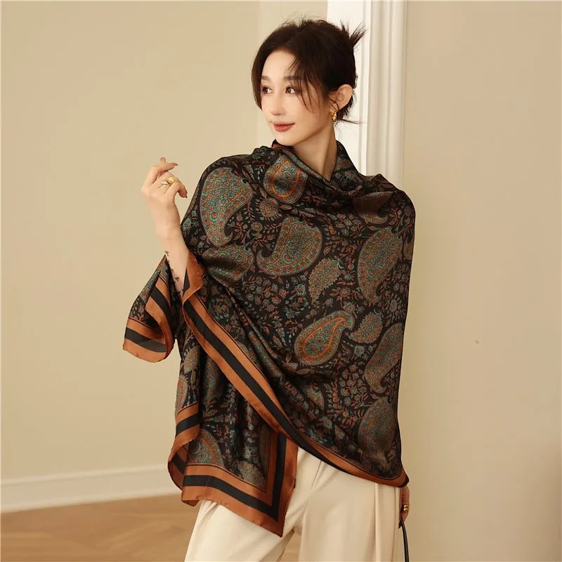 Traditional Retro Design Women's Elegant Satin Silk Scarf