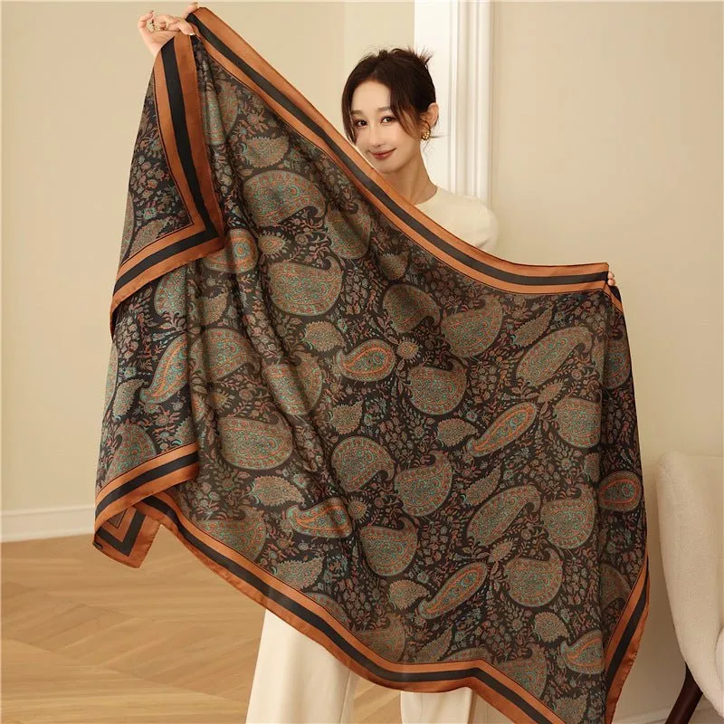 Traditional Retro Design Women's Elegant Satin Silk Scarf