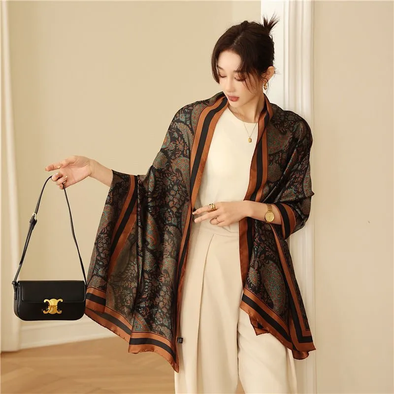 Traditional Retro Design Women's Elegant Satin Silk Scarf