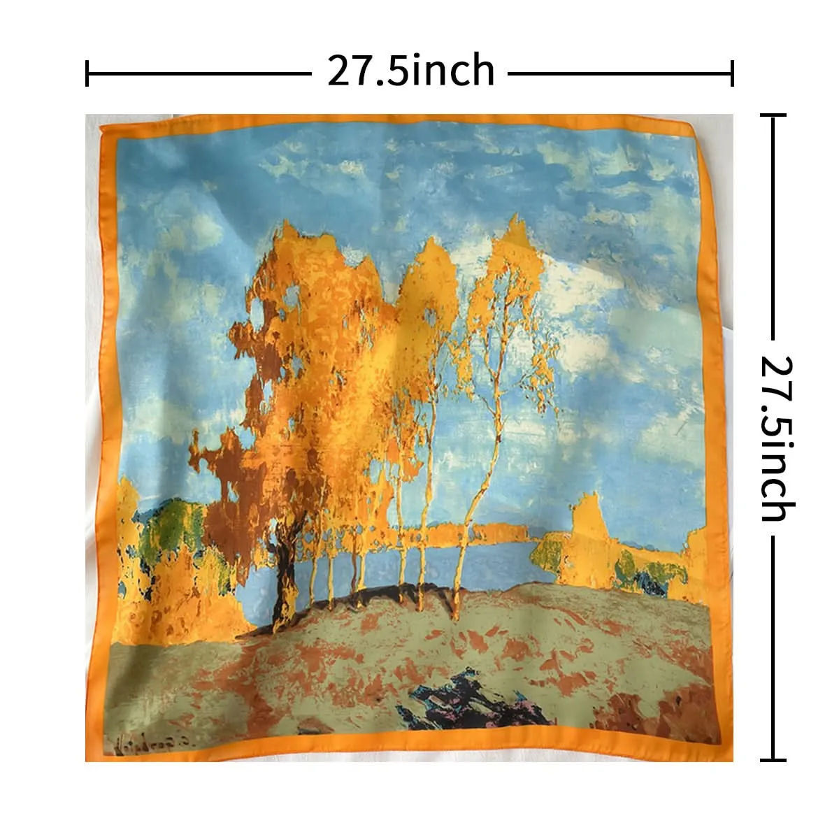 Tree Oil Painting Print Square Scarf – Breathable Polyester, Stylish Head Wrap