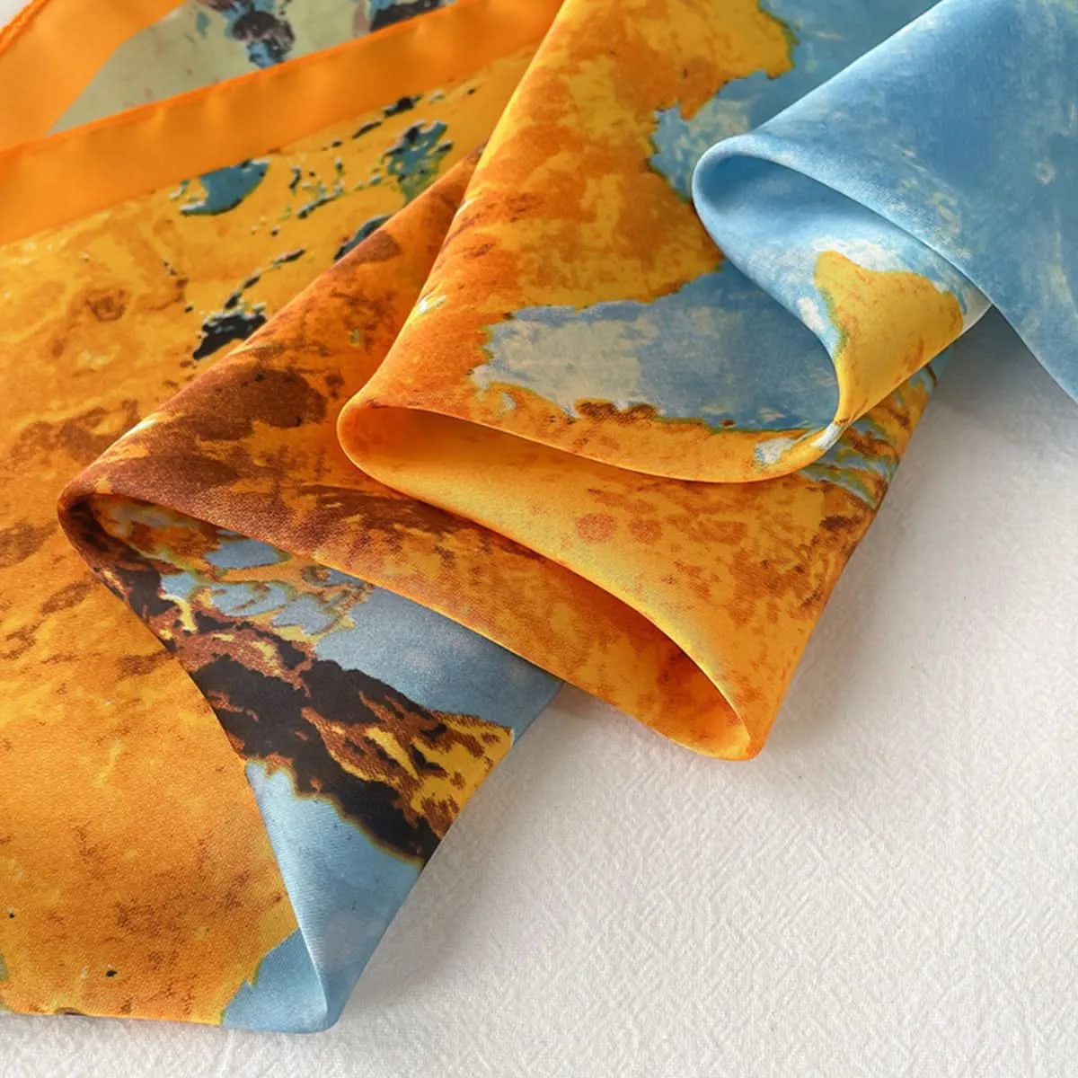 Tree Oil Painting Print Square Scarf – Breathable Polyester, Stylish Head Wrap