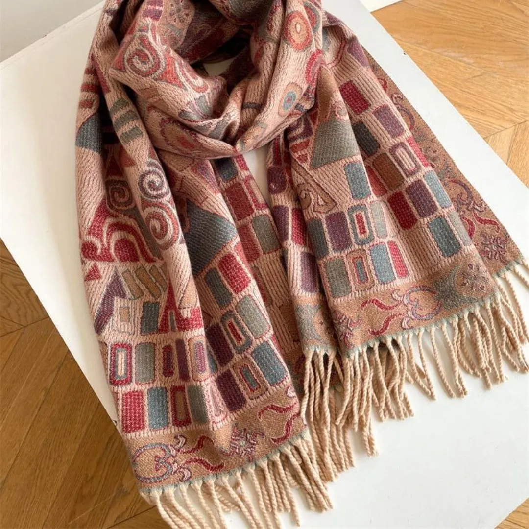 Trendy Poncho Style Luxury Design Women's Warm Thick Shawl Scarf